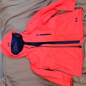 Under armour Infrared pink and blue jacket with blue fleece removable jacket YL
